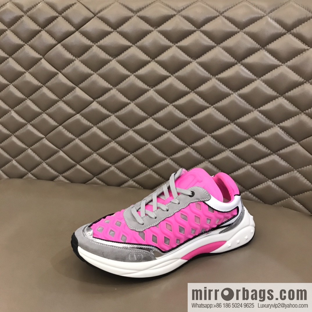 Valentino His & Hers Lycra fabric, suede and metallic calfskin sneakers
