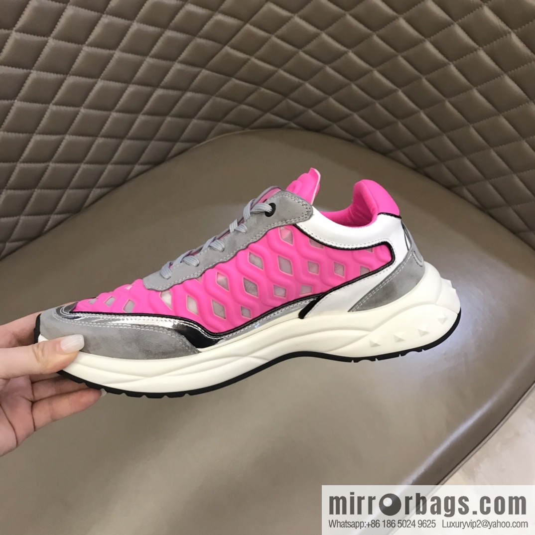 Valentino His & Hers Lycra fabric, suede and metallic calfskin sneakers
