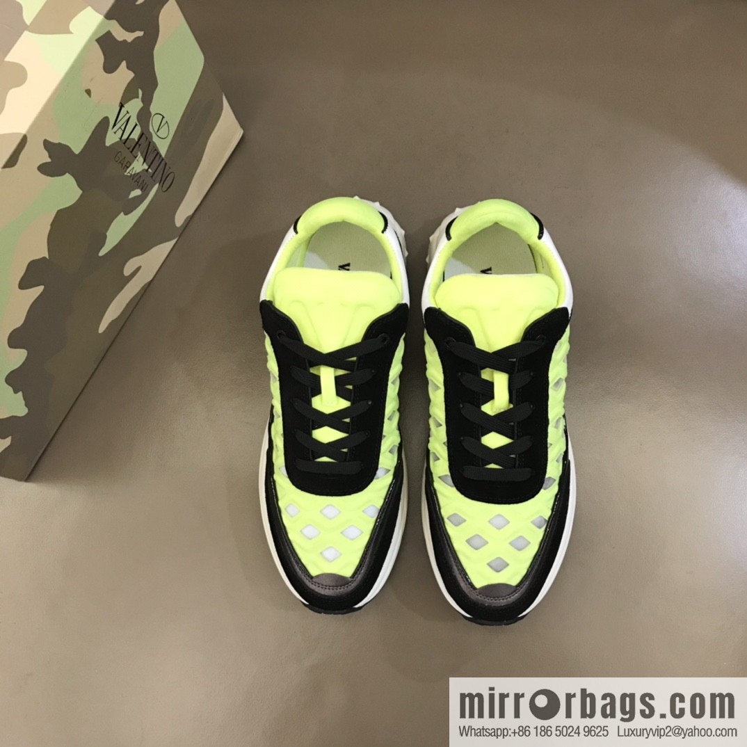 Valentino His & Hers Lycra fabric, suede and metallic calfskin sneakers