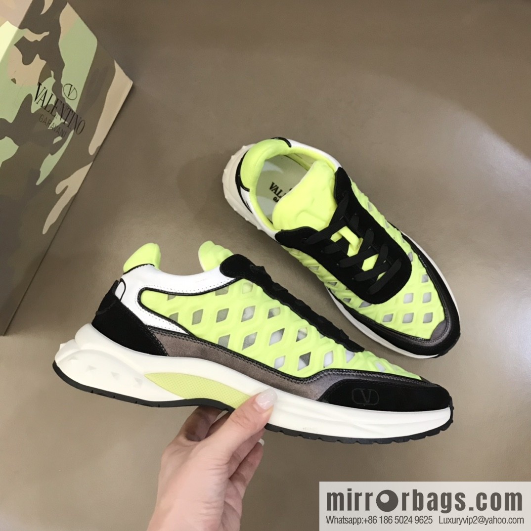 Valentino His & Hers Lycra fabric, suede and metallic calfskin sneakers