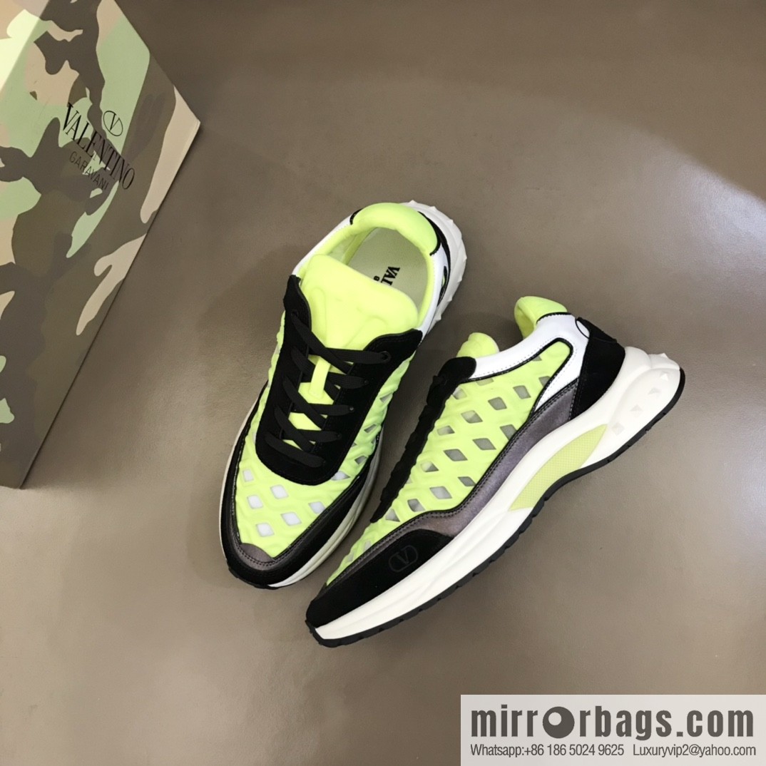 Valentino His & Hers Lycra fabric, suede and metallic calfskin sneakers