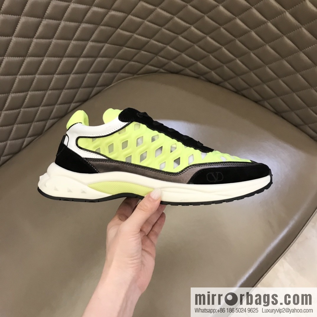 Valentino His & Hers Lycra fabric, suede and metallic calfskin sneakers