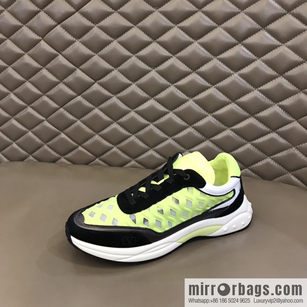 Valentino His & Hers Lycra fabric, suede and metallic calfskin sneakers