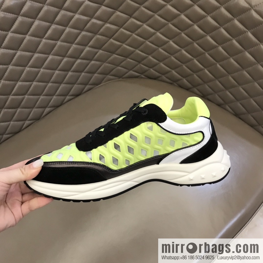 Valentino His & Hers Lycra fabric, suede and metallic calfskin sneakers