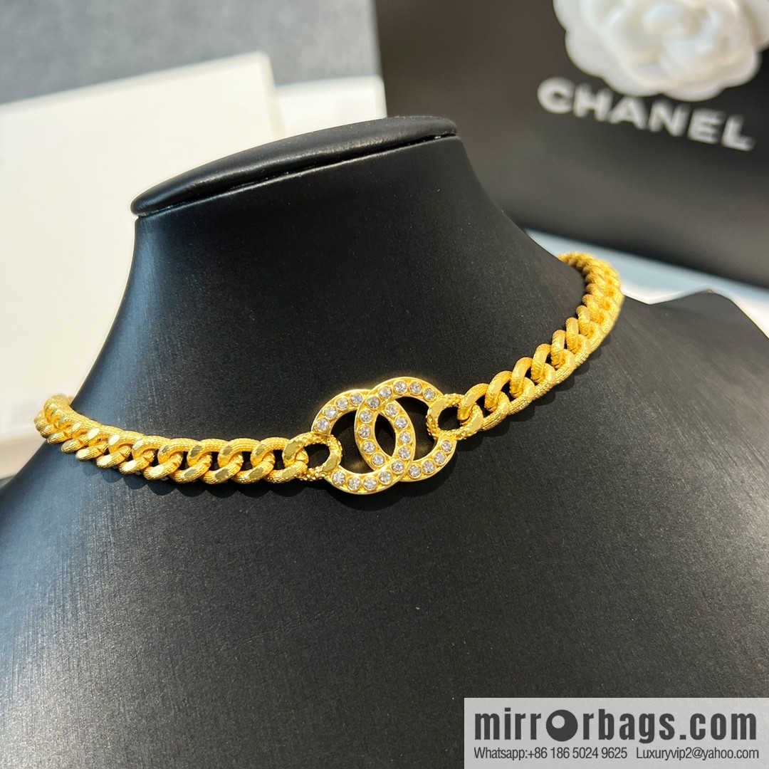 New ☑️ CHANEL Chanel gold double c full diamond necklace bracelet