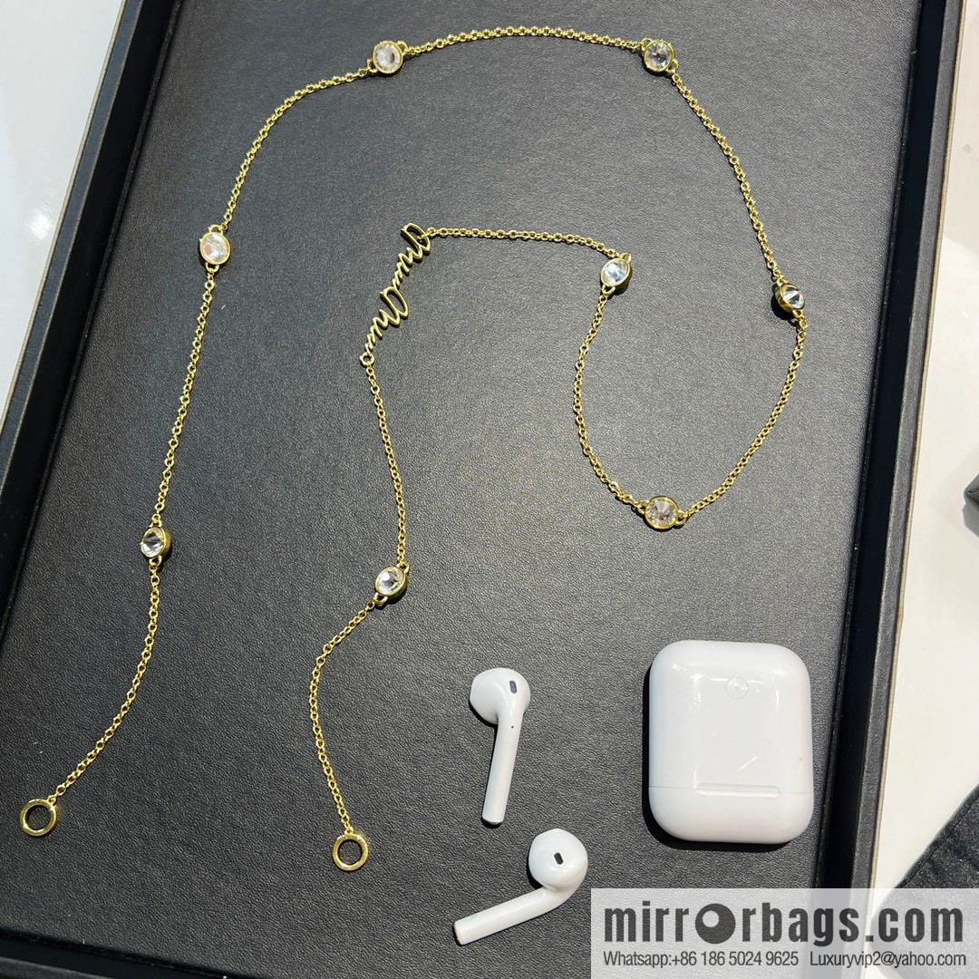 MIU MIU Miu round diamond earphone chain necklace