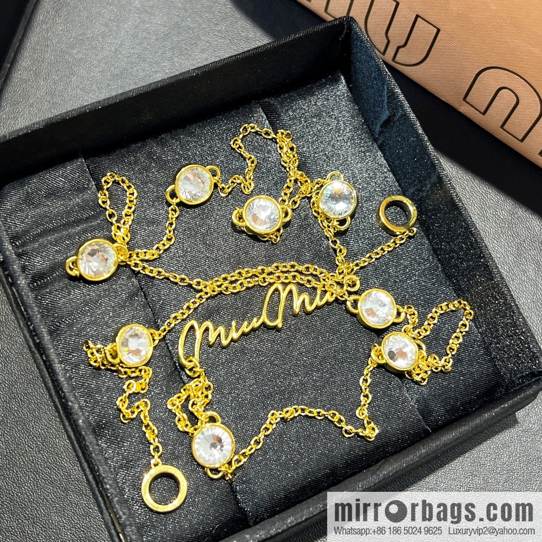 MIU MIU Miu round diamond earphone chain necklace