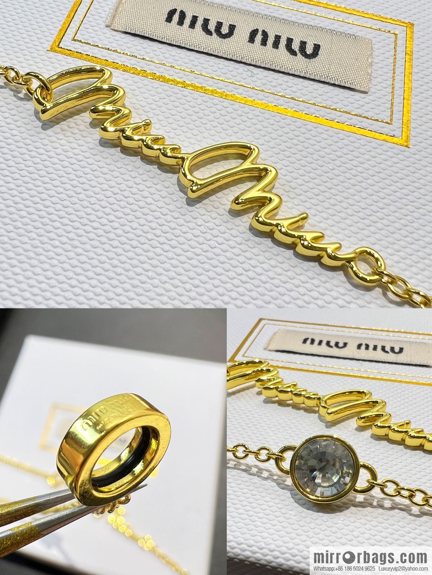 MIU MIU Miu round diamond earphone chain necklace