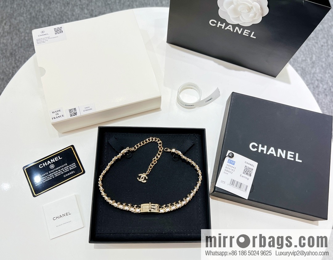 New ☑️ CHANEL Chanel double c black leather rope lock neck chain necklace choker