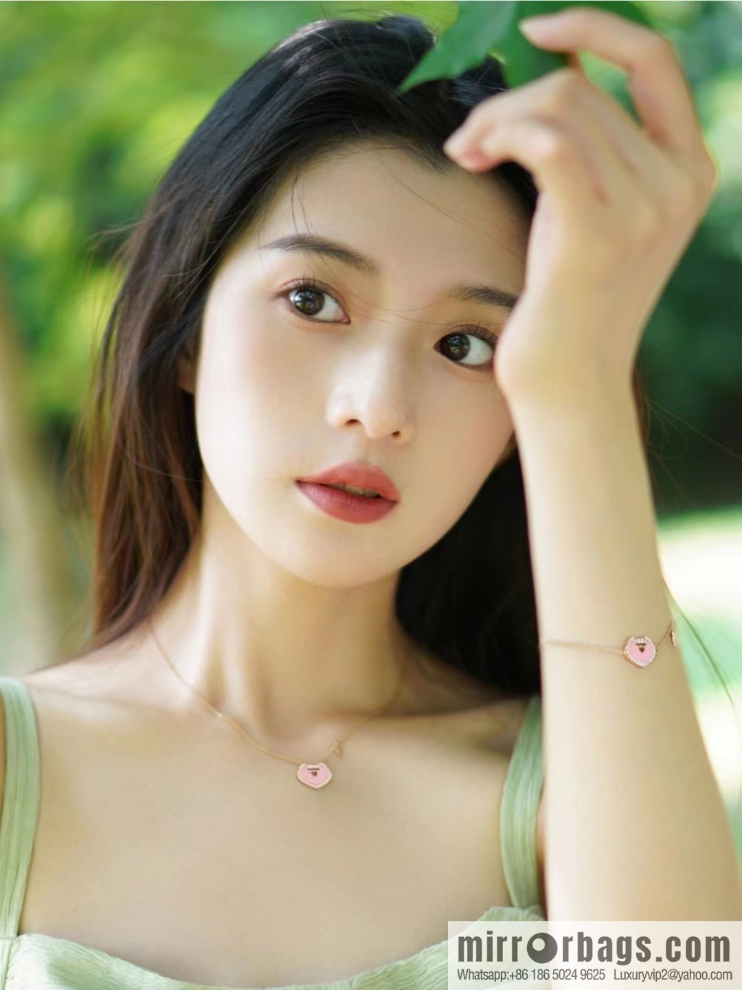Qeelin Qixi Festival small pink lock bracelet necklace