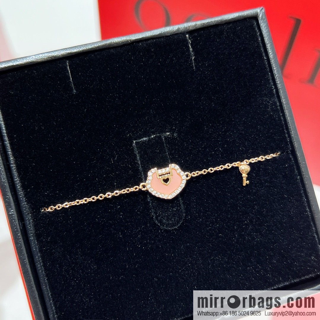 Qeelin Qixi Festival small pink lock bracelet necklace