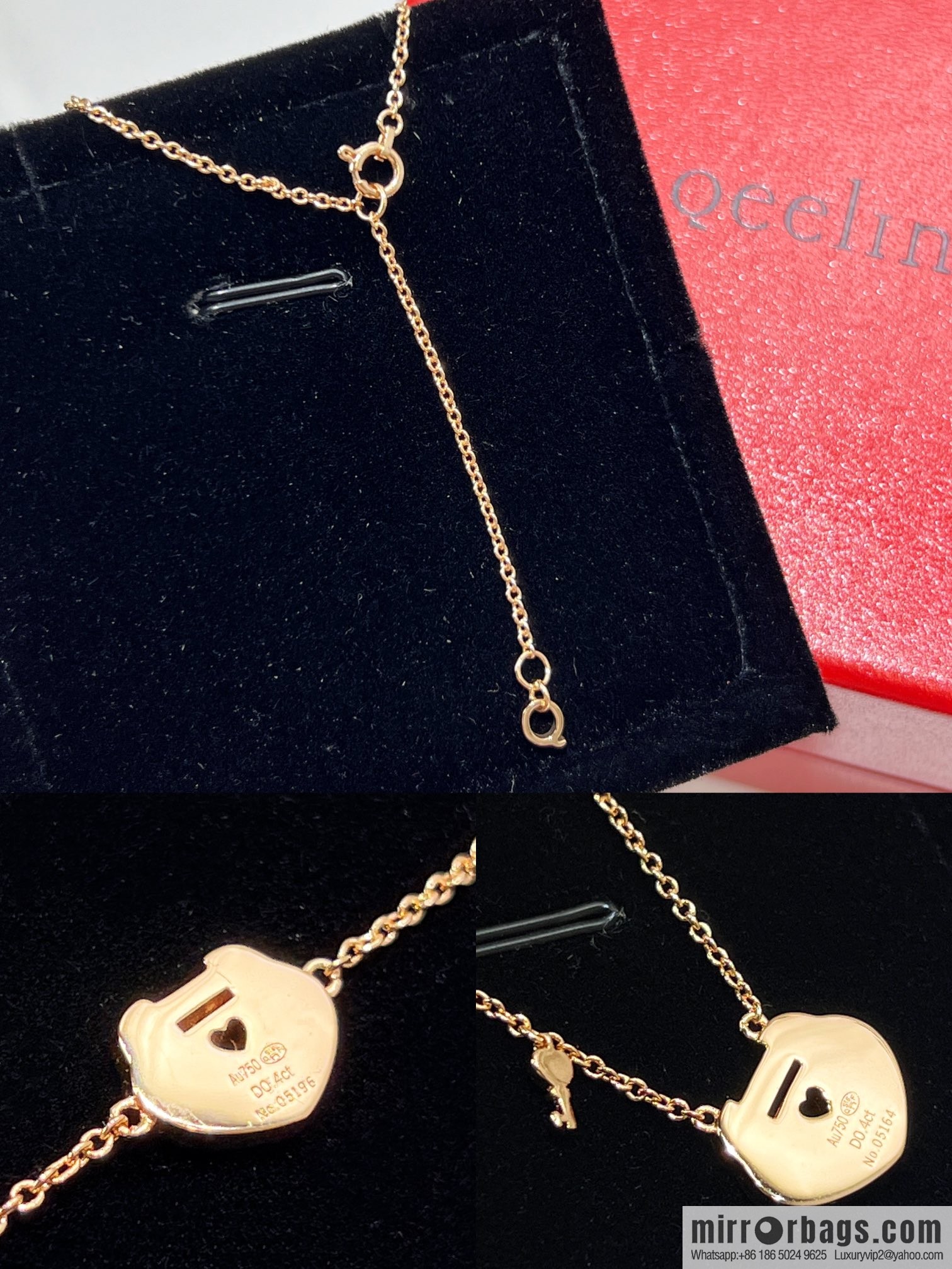 Qeelin Qixi Festival small pink lock bracelet necklace