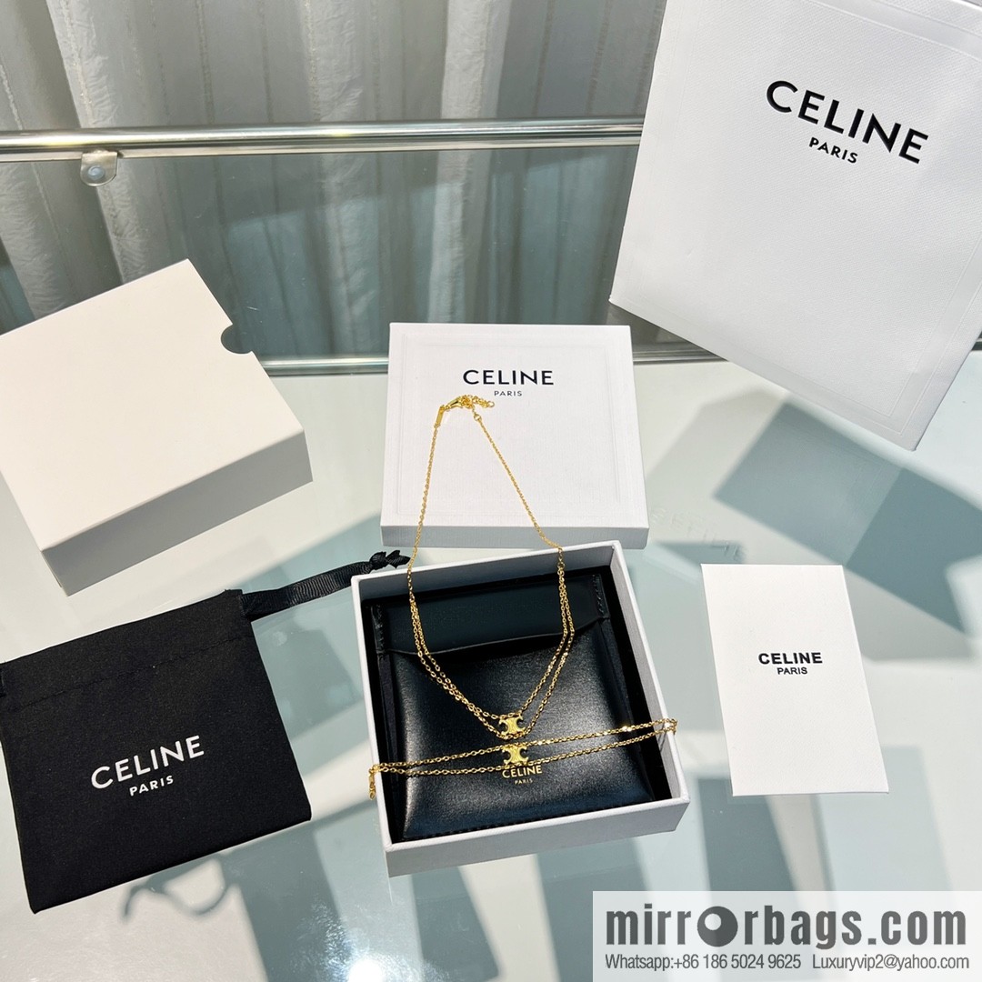 New Celine Arc de Triomphe gold double bracelet necklace