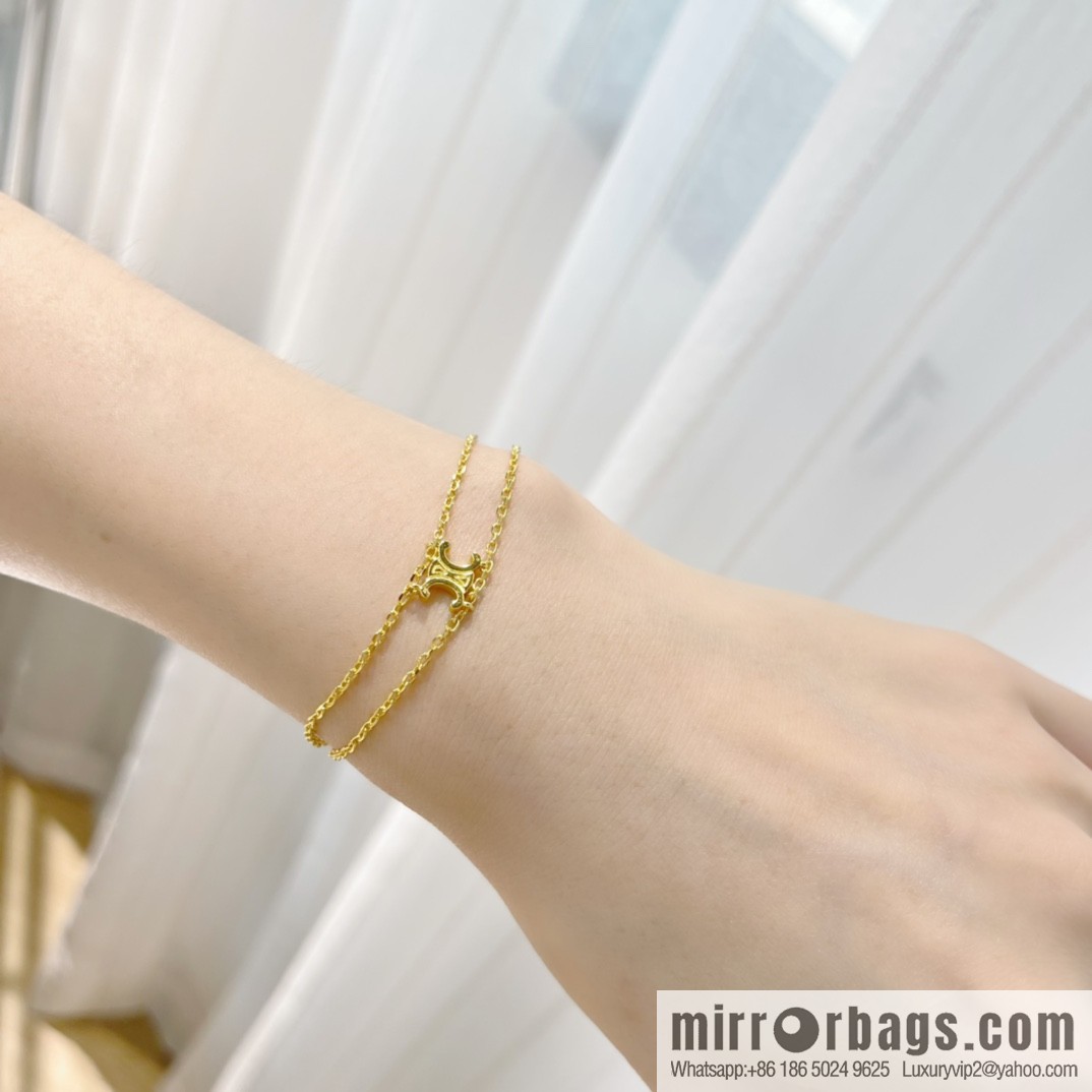 New Celine Arc de Triomphe gold double bracelet necklace