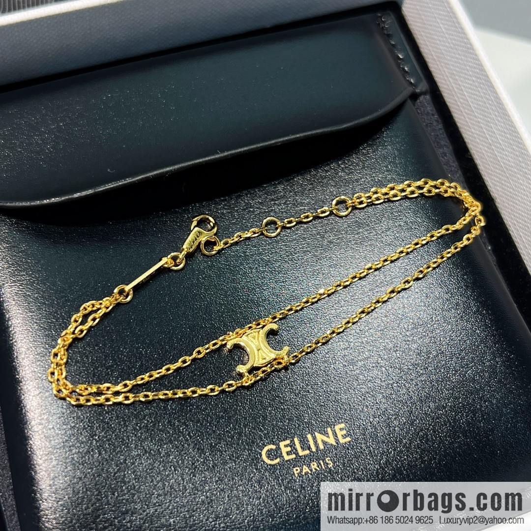 New Celine Arc de Triomphe gold double bracelet necklace