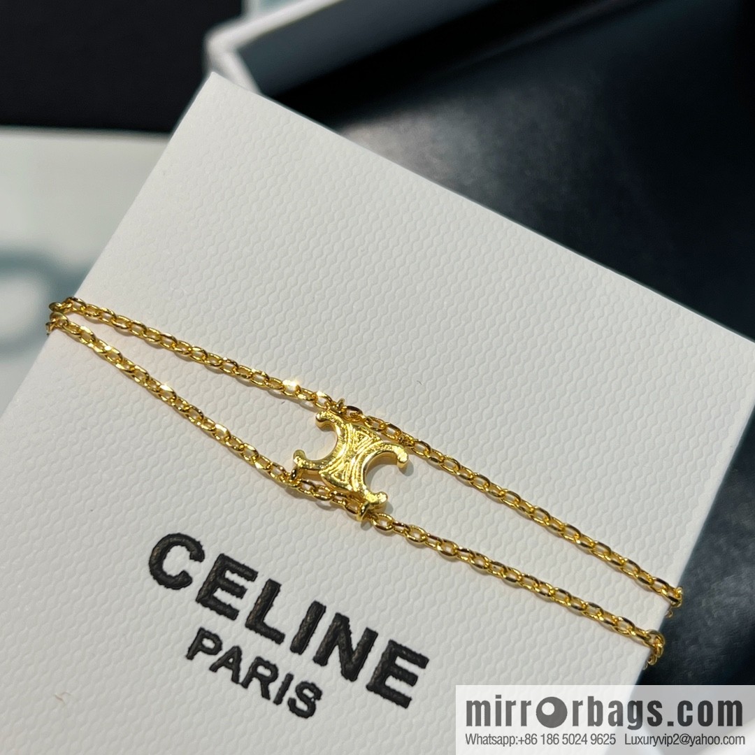New Celine Arc de Triomphe gold double bracelet necklace