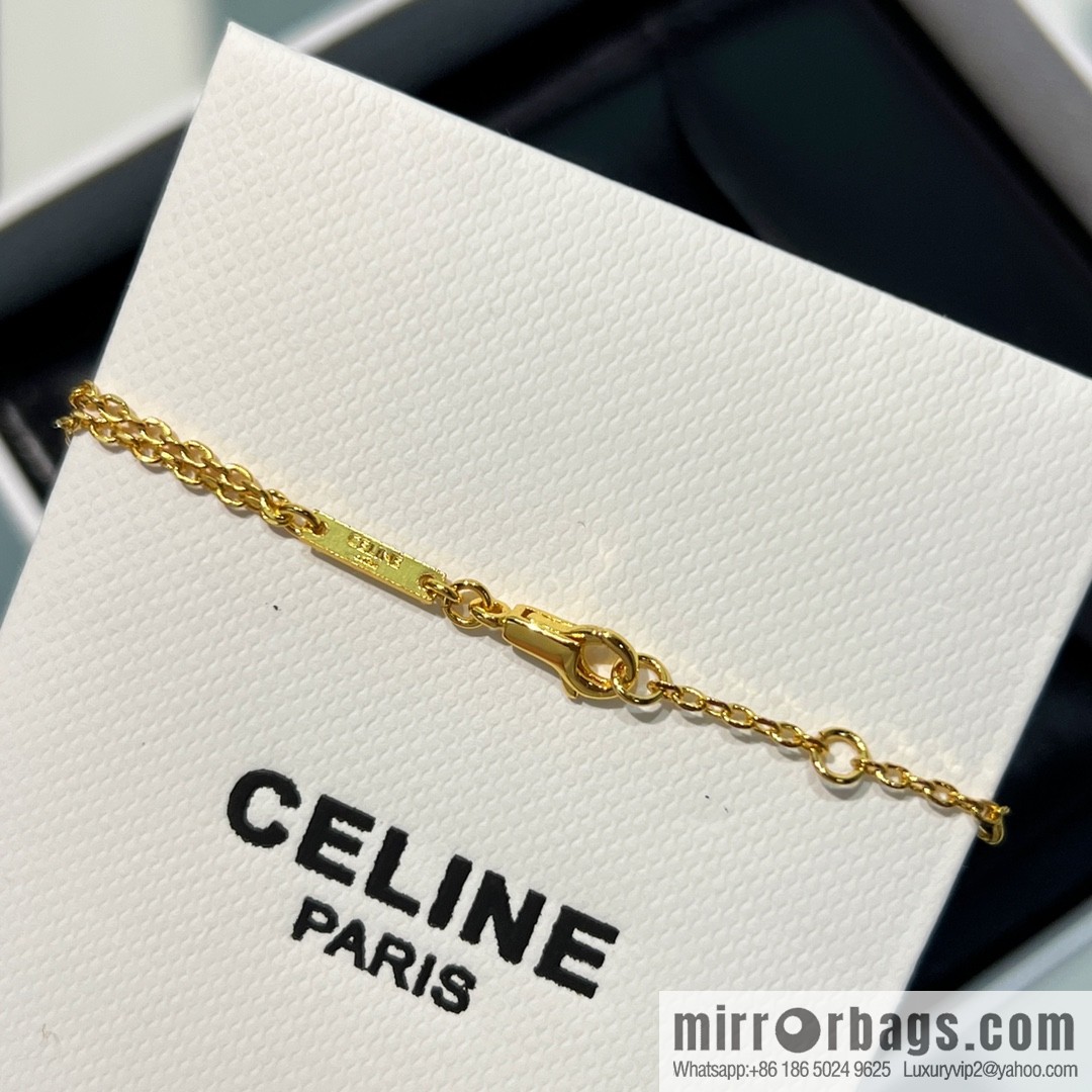 New Celine Arc de Triomphe gold double bracelet necklace