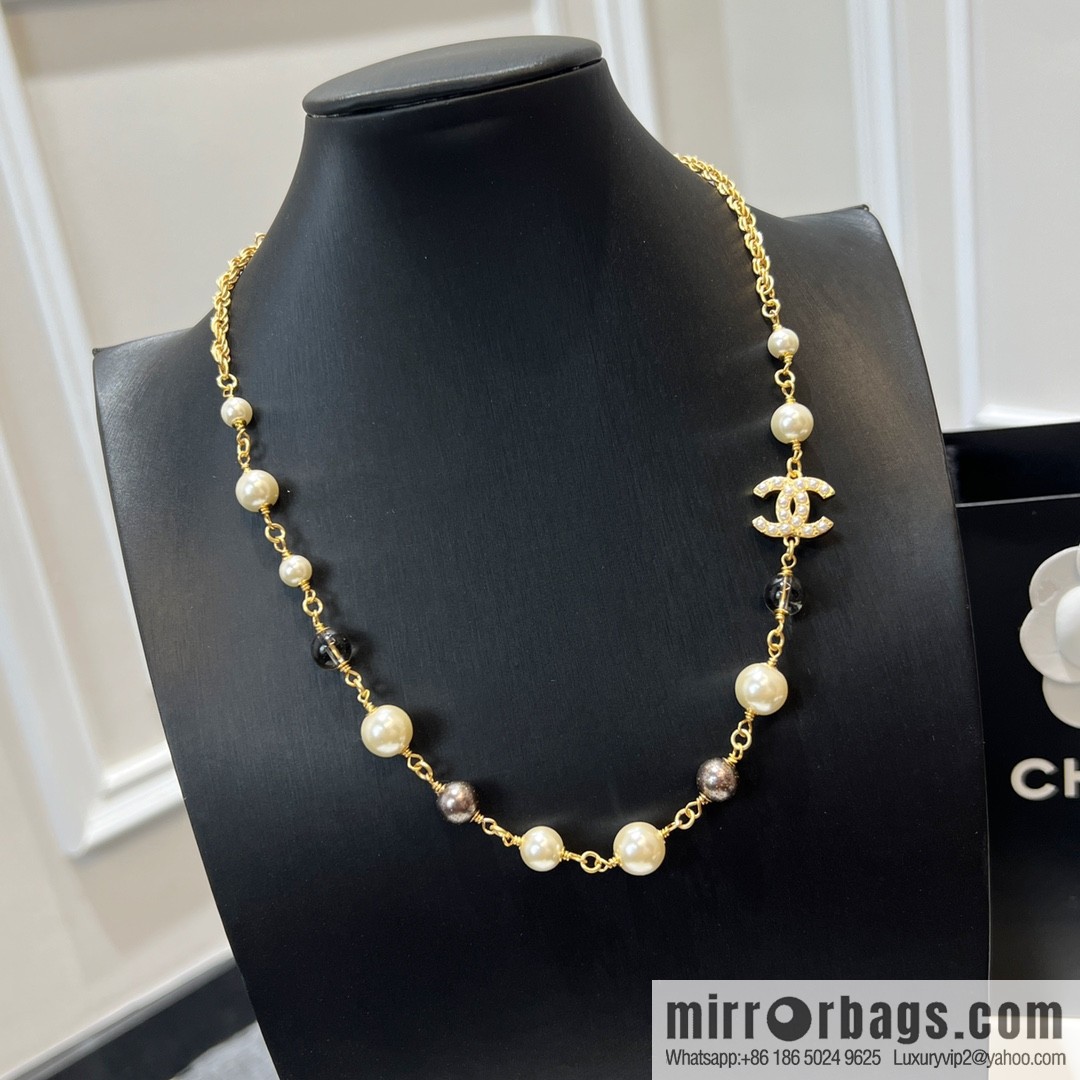 New ☑️ CHANEL Chanel Double C Color Pearl Necklace