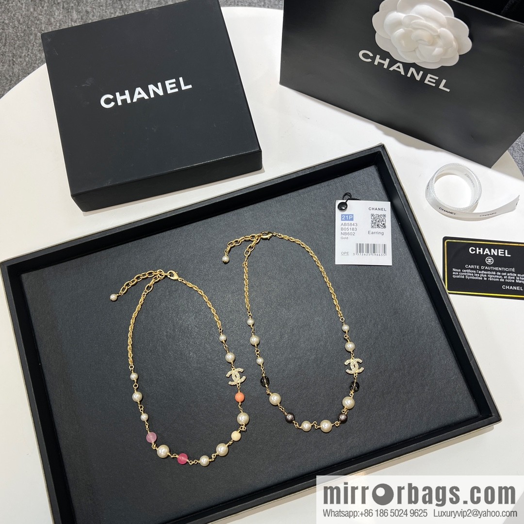 New ☑️ CHANEL Chanel Double C Color Pearl Necklace