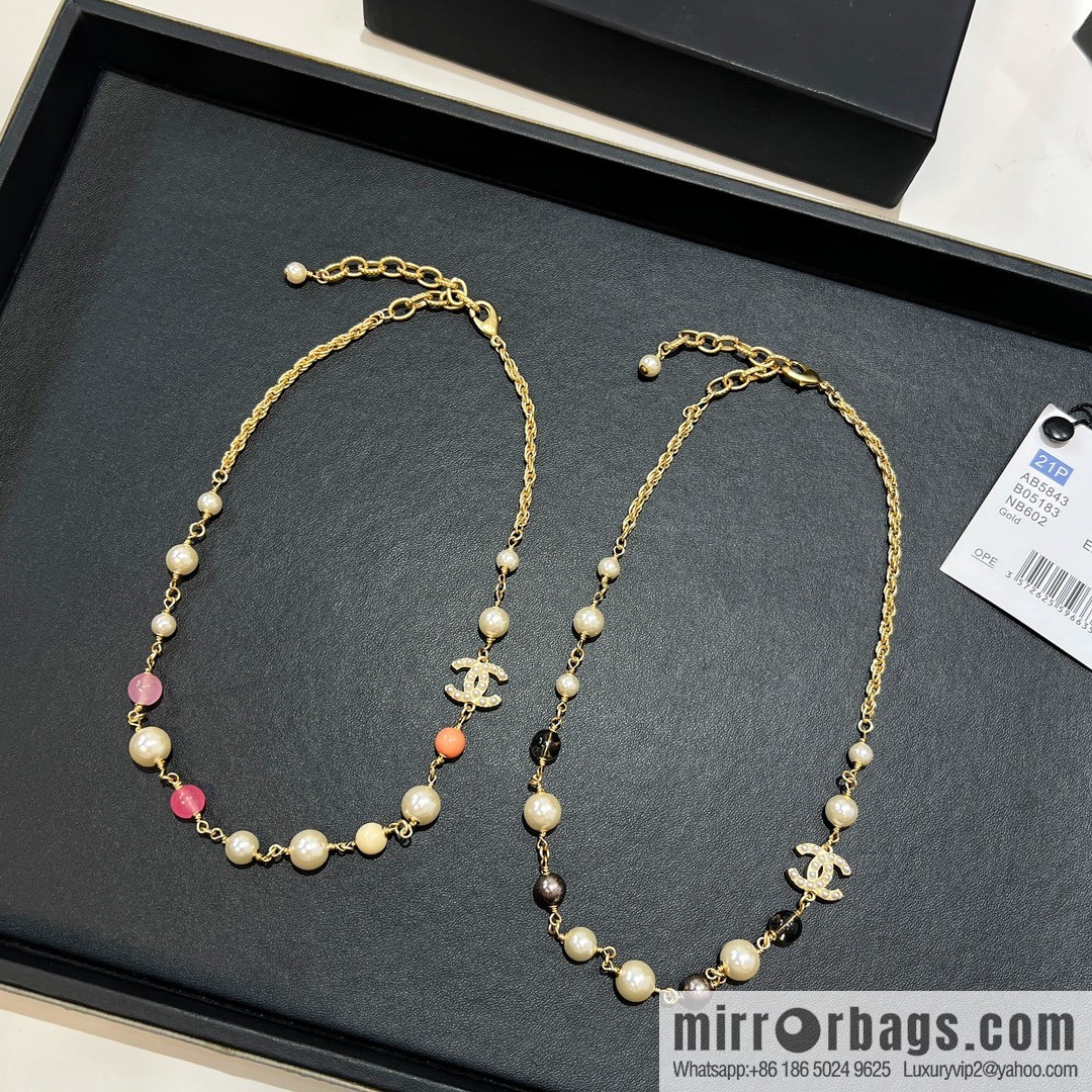 New ☑️ CHANEL Chanel Double C Color Pearl Necklace