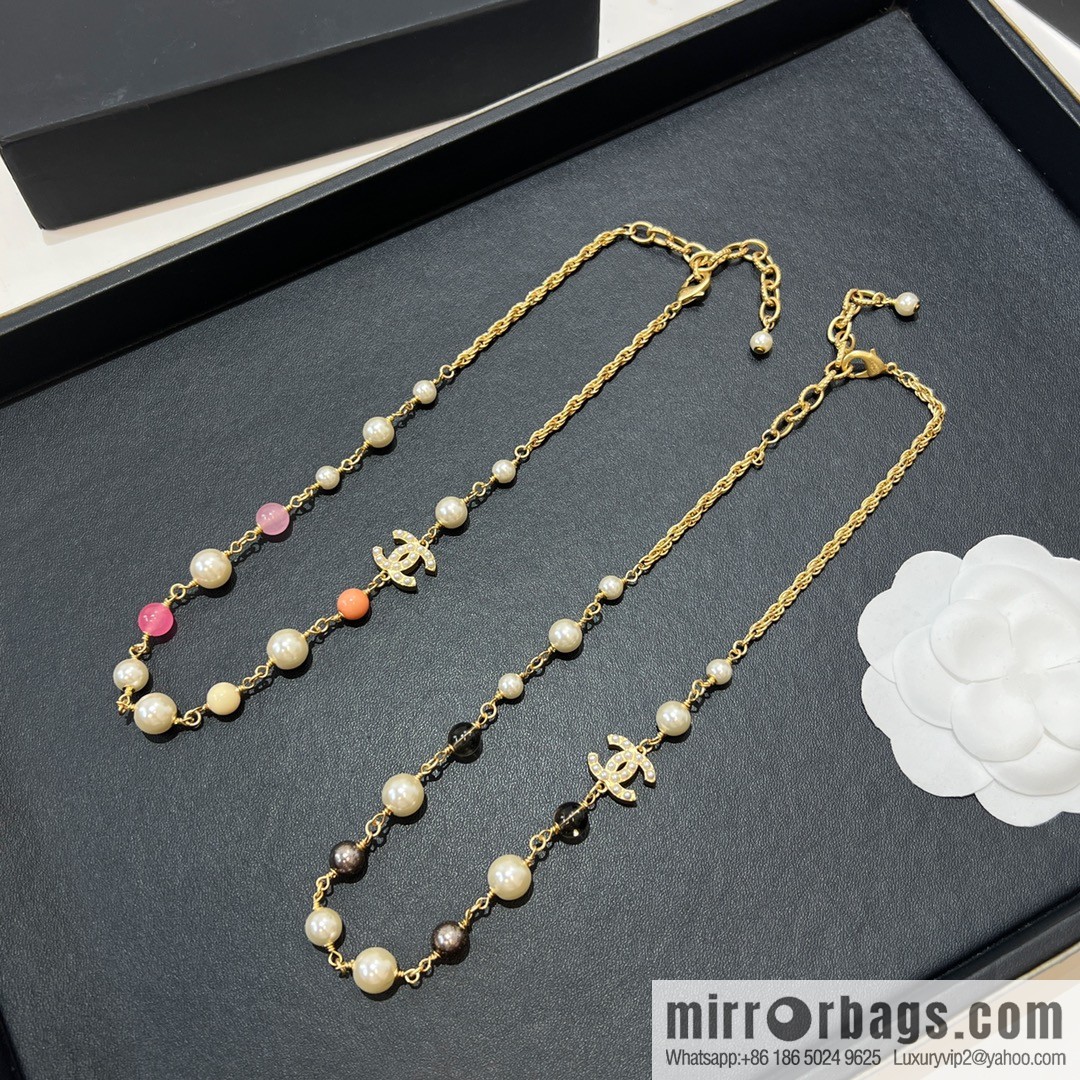 New ☑️ CHANEL Chanel Double C Color Pearl Necklace