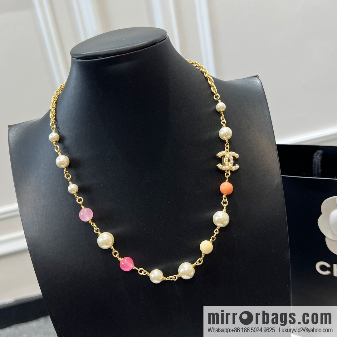 New ☑️ CHANEL Chanel Double C Color Pearl Necklace