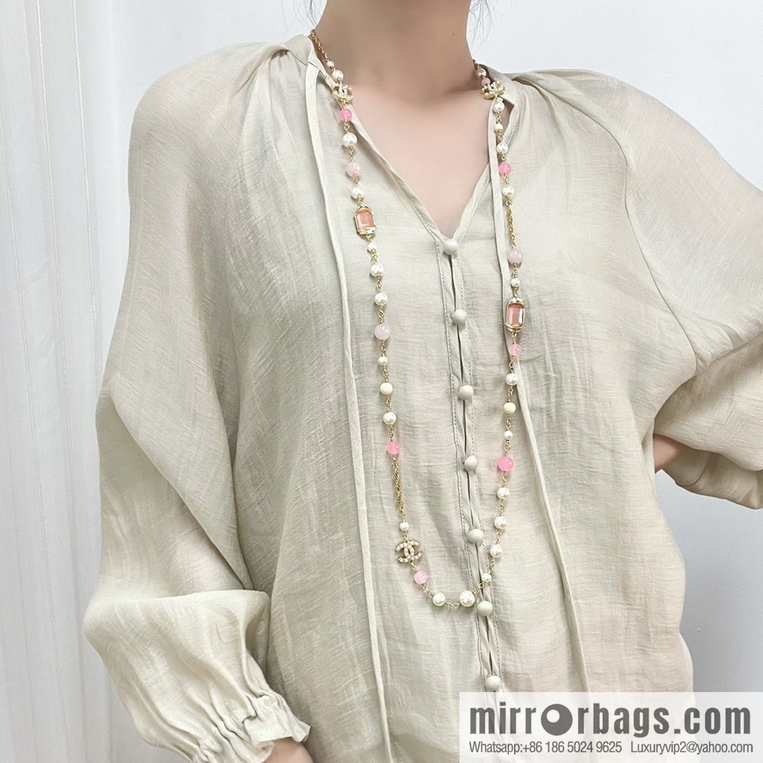 New ☑️ CHANEL Chanel Double C Color Pearl Necklace Sweater Chain