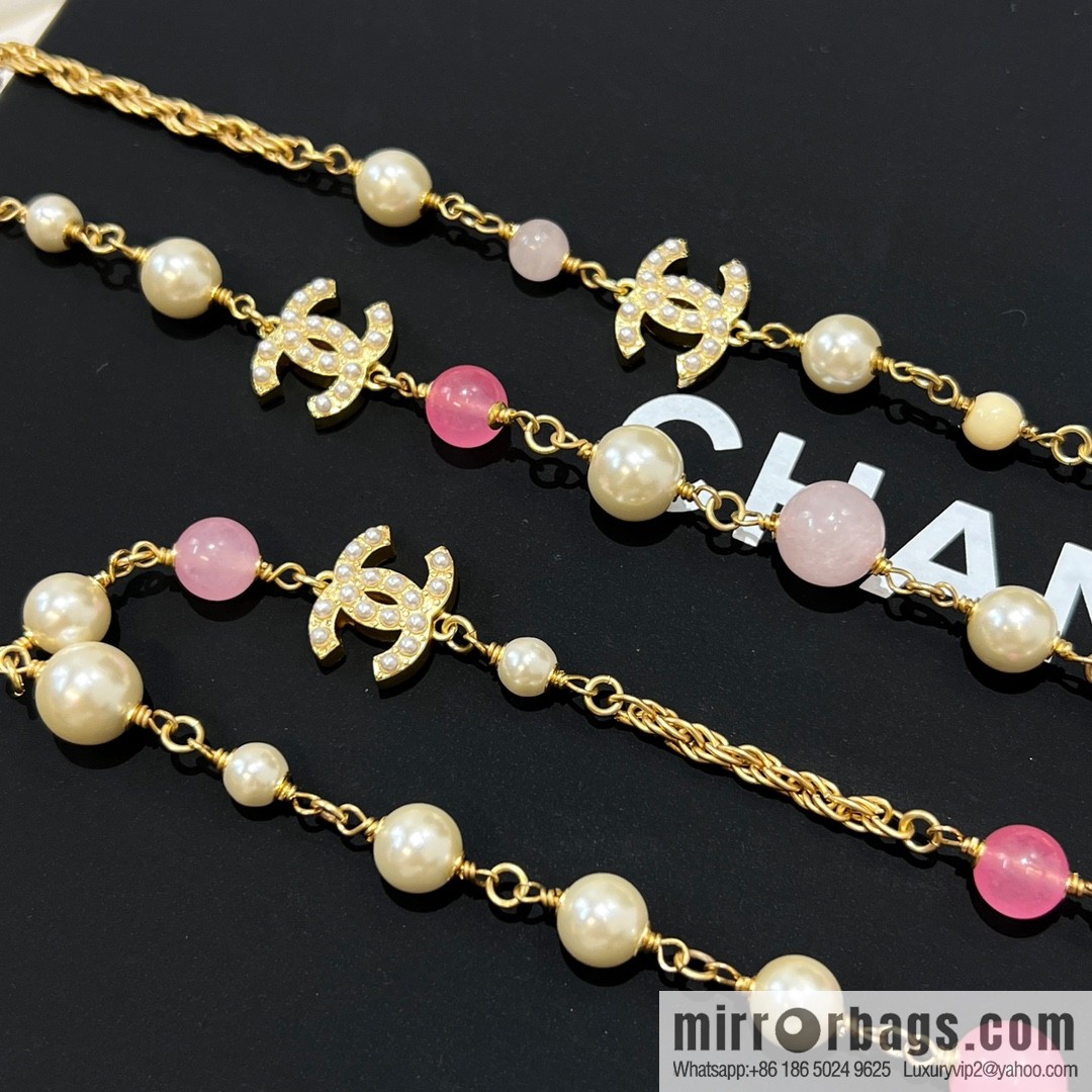 New ☑️ CHANEL Chanel Double C Color Pearl Necklace Sweater Chain
