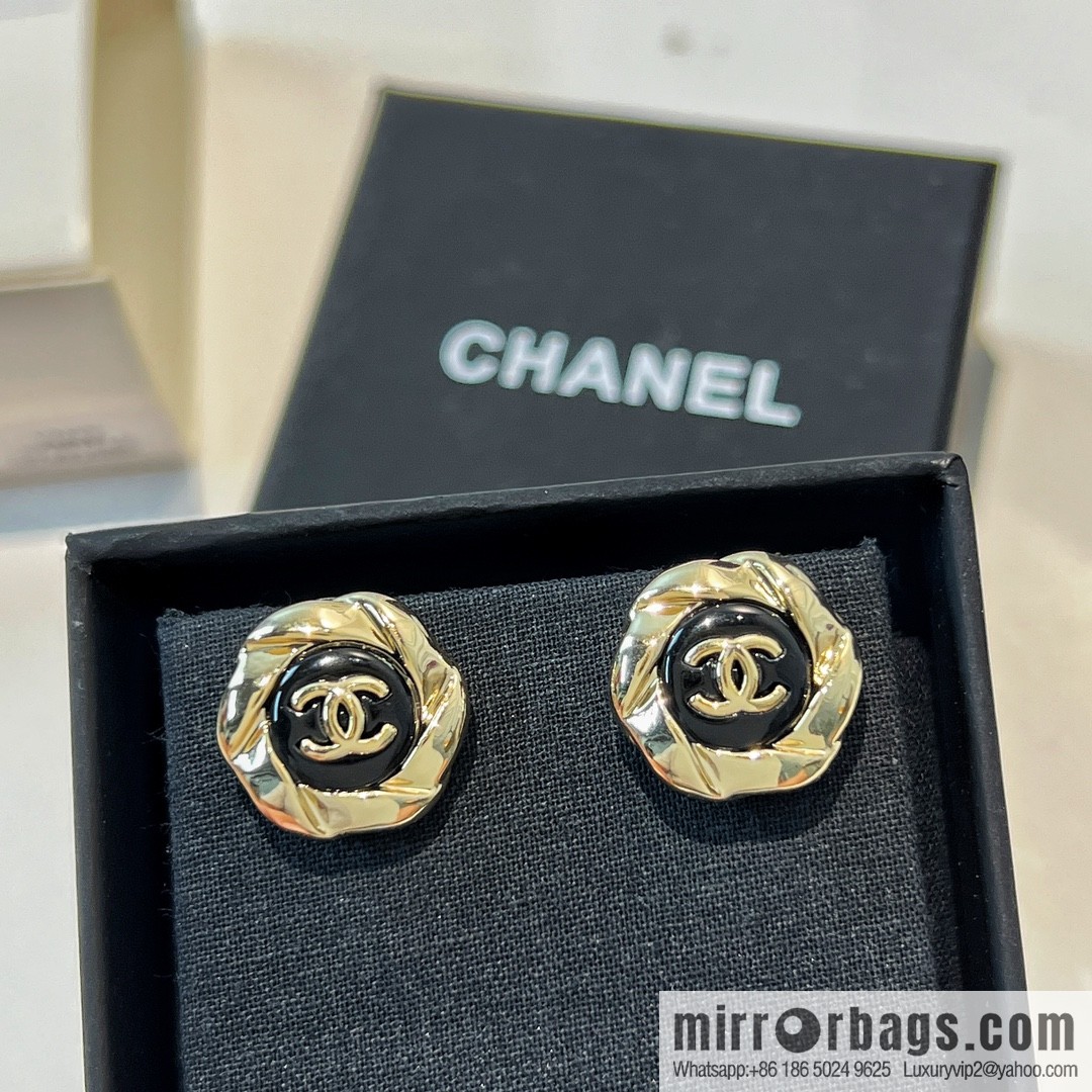 New ☑️ CHANEL Chanel double c black stud earrings