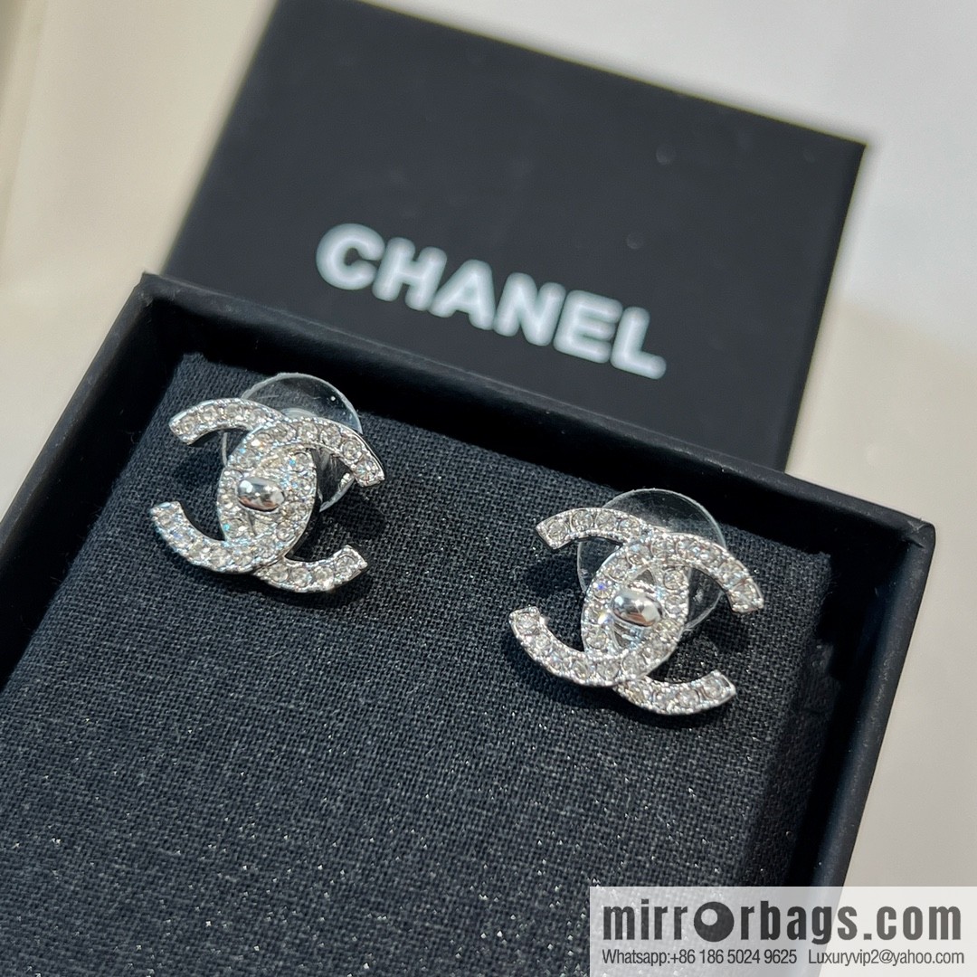 New ☑️ CHANEL Chanel c1 double c full diamond stud earrings