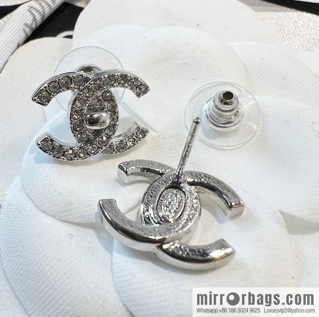 New ☑️ CHANEL Chanel c1 double c full diamond stud earrings