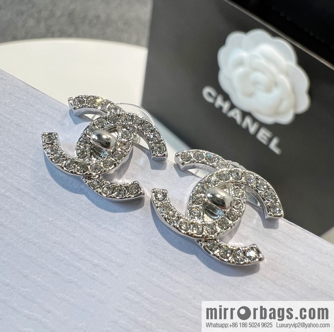 New ☑️ CHANEL Chanel c1 double c full diamond stud earrings