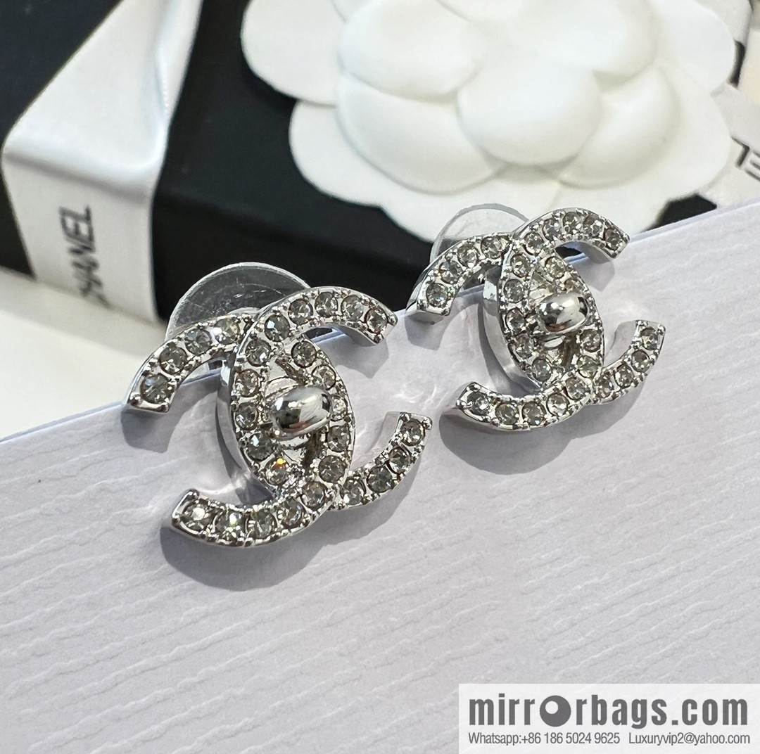 New ☑️ CHANEL Chanel c1 double c full diamond stud earrings