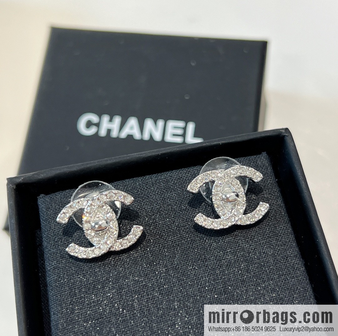New ☑️ CHANEL Chanel c1 double c full diamond stud earrings