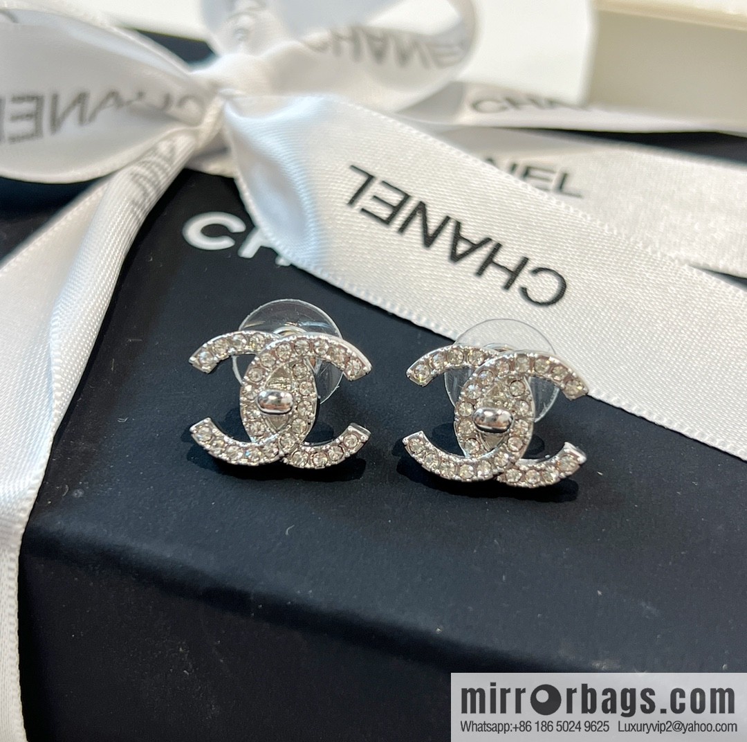 New ☑️ CHANEL Chanel c1 double c full diamond stud earrings