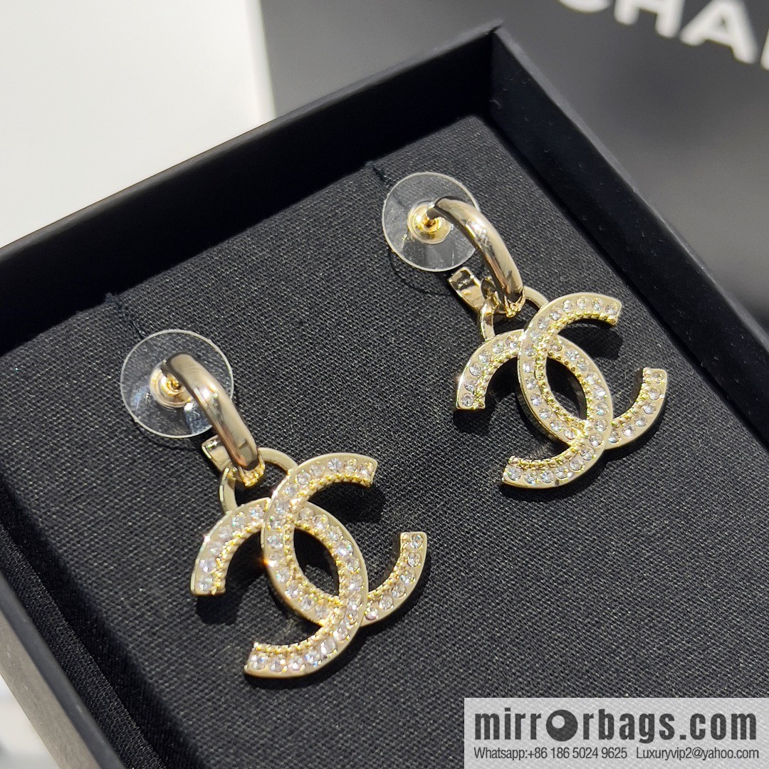 New ☑️ CHANEL Chanel double c full diamond stud earrings