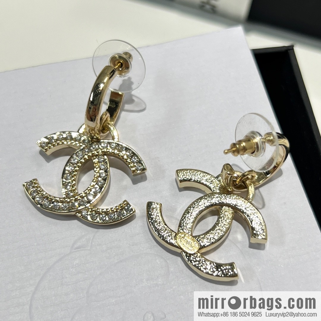 New ☑️ CHANEL Chanel double c full diamond stud earrings