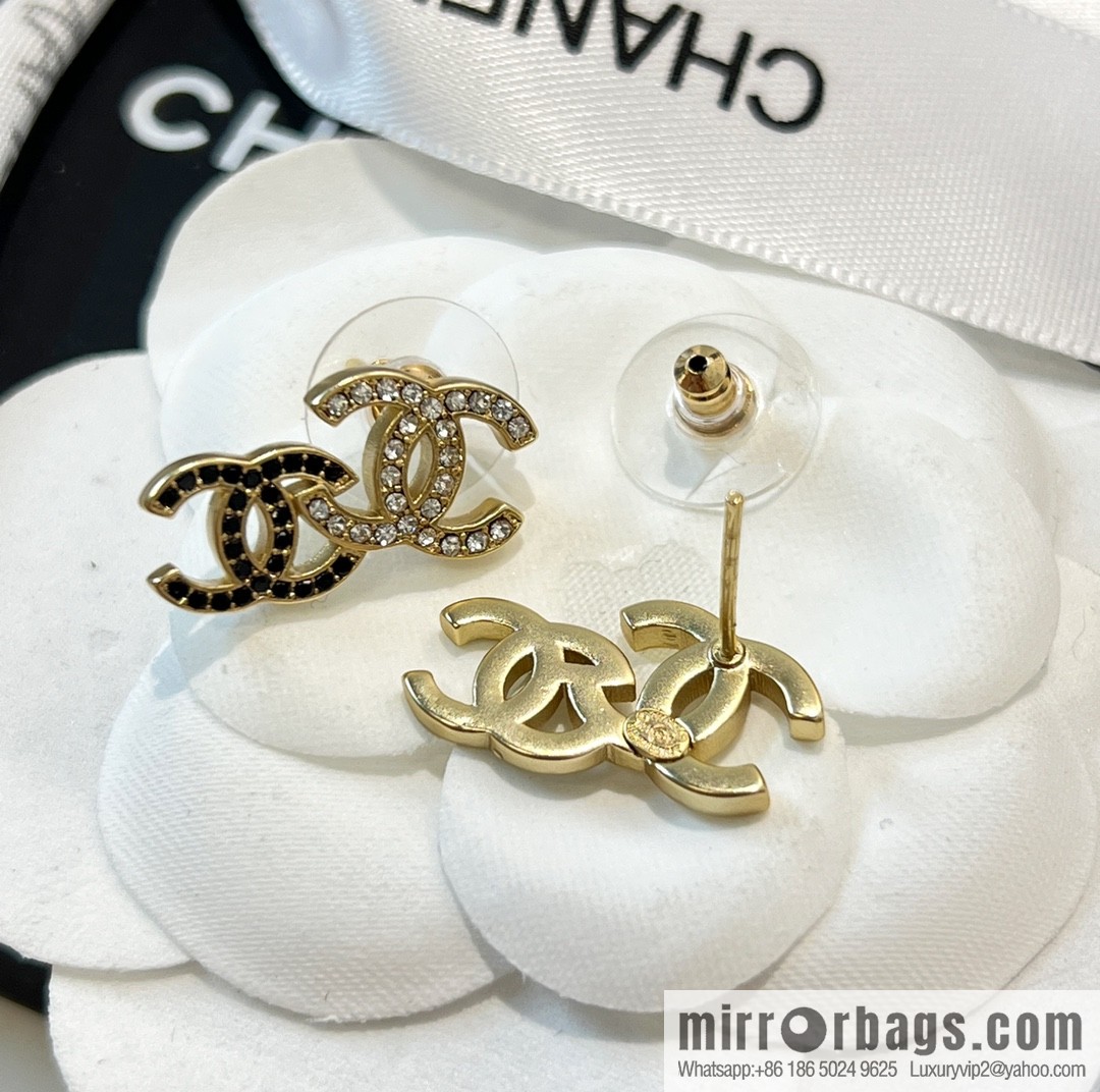 New ☑️ CHANEL Chanel c1 double c black diamond stud earrings