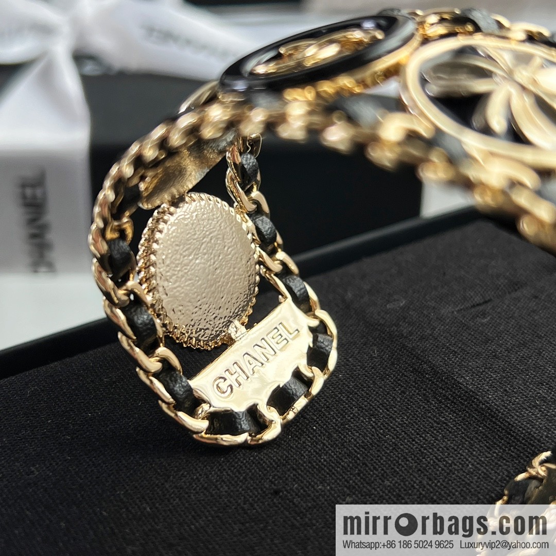 New ☑️ CHANEL Chanel double c black leather rope open bracelet