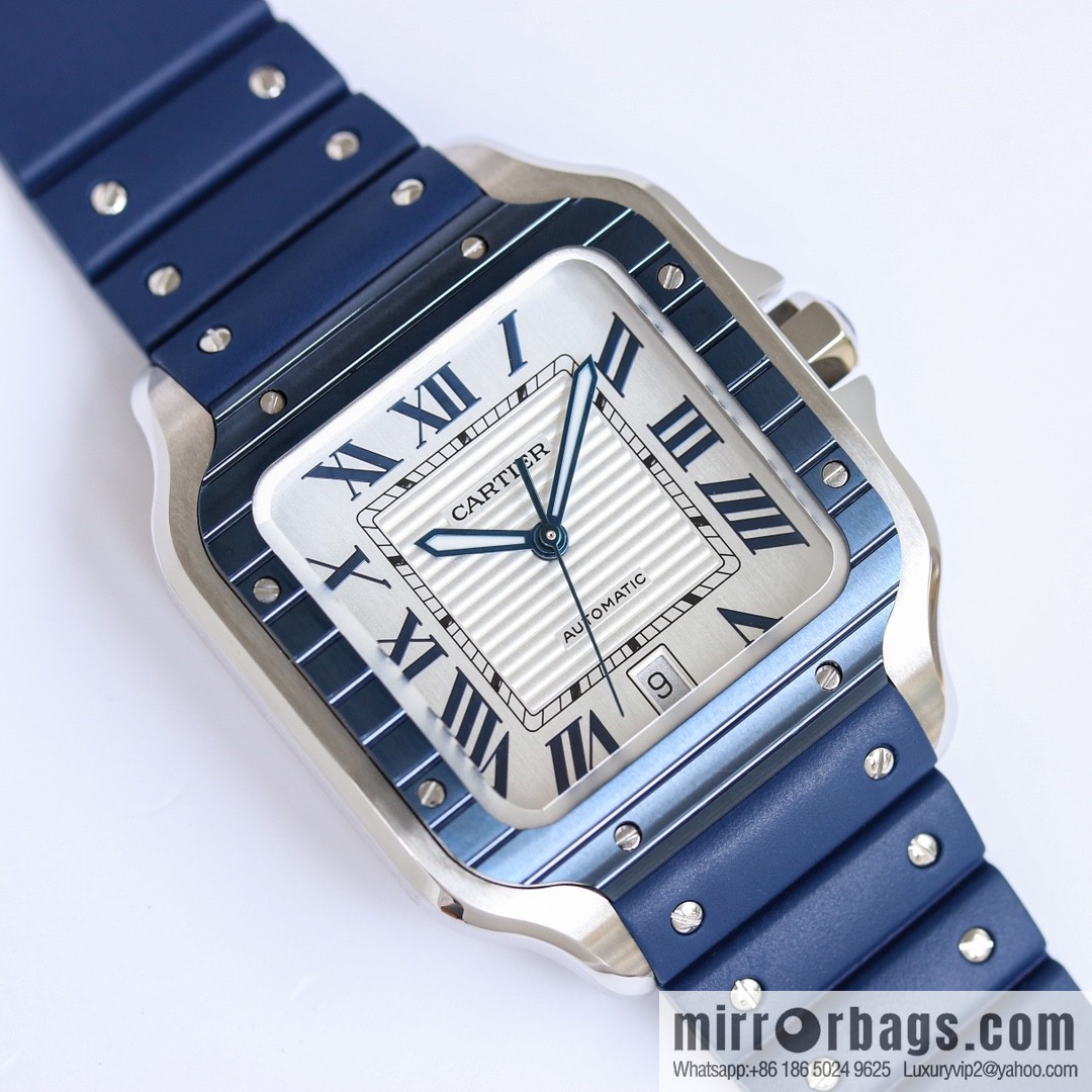 New GF Santos Tape Blue PVD Plated Bezel MIYOTA9015 Self-winding Movement