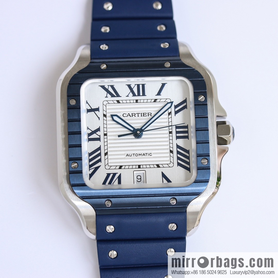 New GF Santos Tape Blue PVD Plated Bezel MIYOTA9015 Self-winding Movement