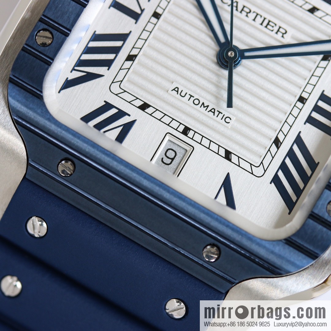 New GF Santos Tape Blue PVD Plated Bezel MIYOTA9015 Self-winding Movement