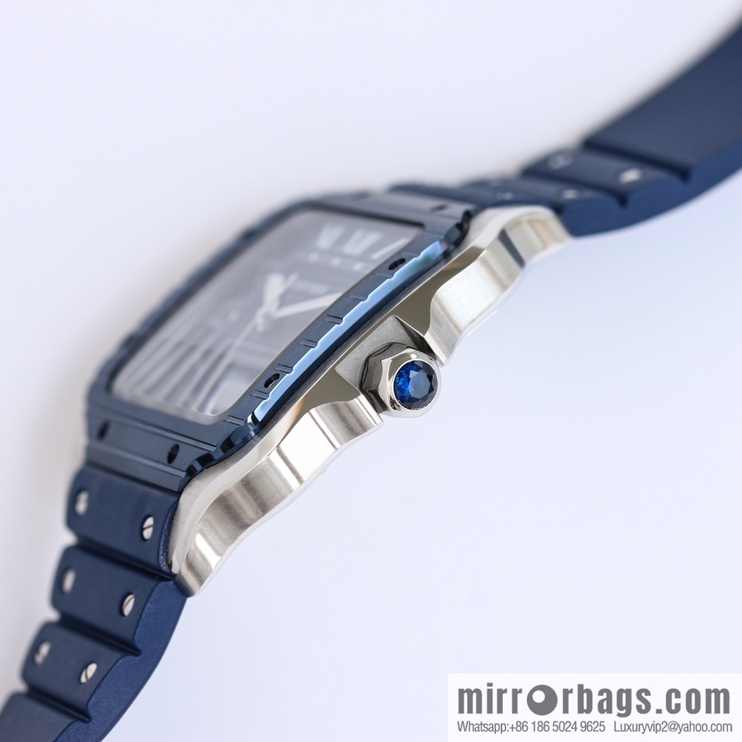 New GF Santos Tape Blue PVD Plated Bezel MIYOTA9015 Self-winding Movement