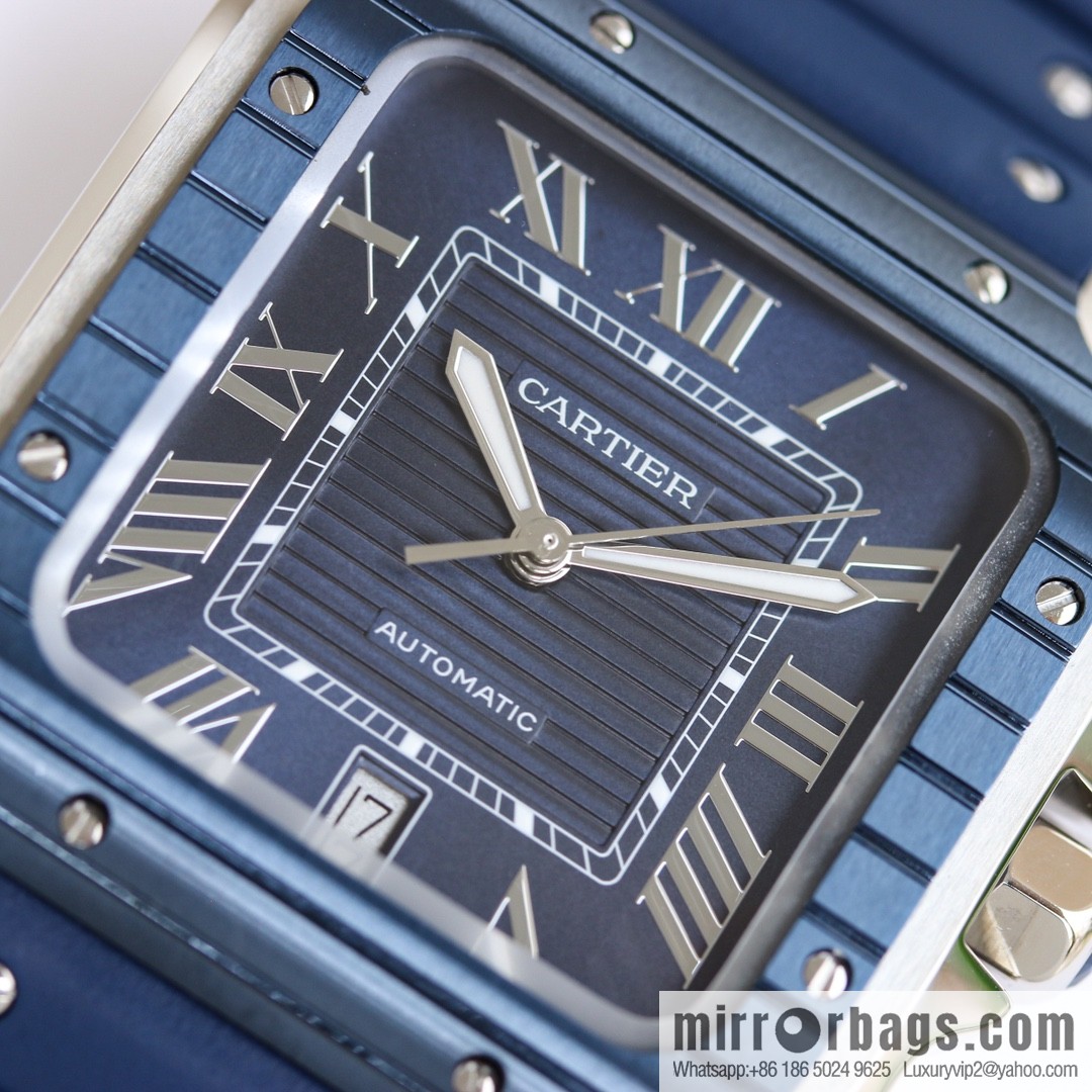 New GF Santos Tape Blue PVD Plated Bezel MIYOTA9015 Self-winding Movement