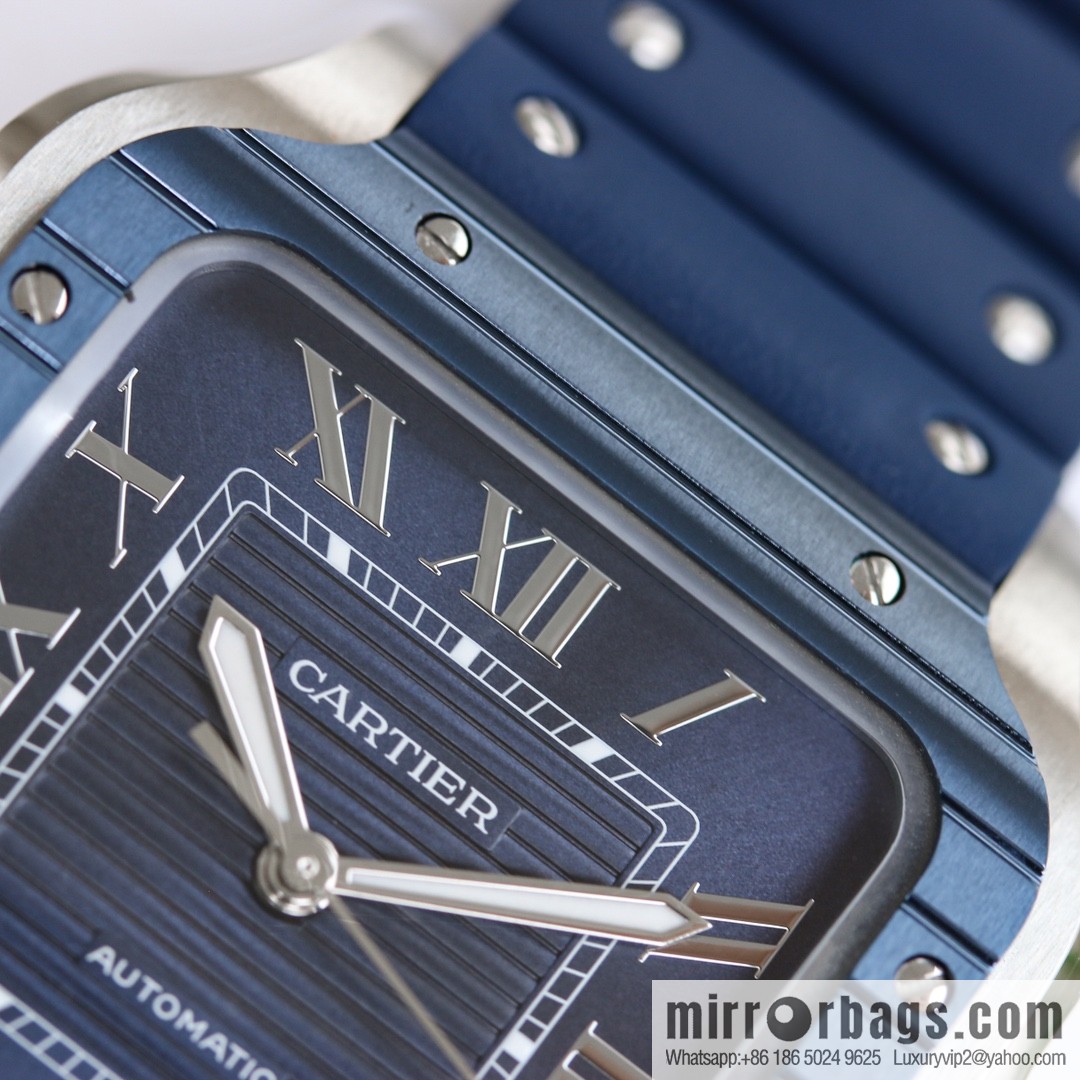 New GF Santos Tape Blue PVD Plated Bezel MIYOTA9015 Self-winding Movement