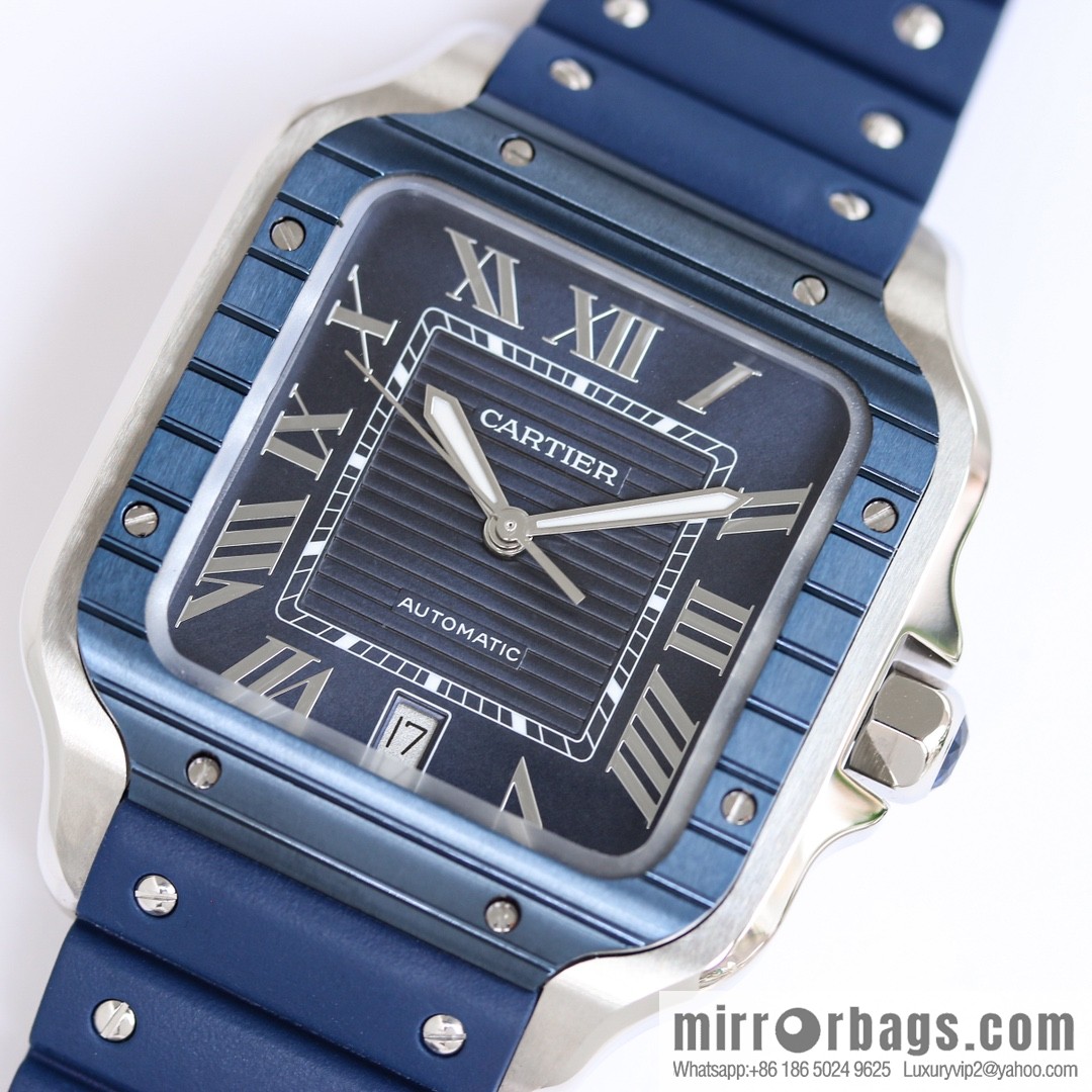New GF Santos Tape Blue PVD Plated Bezel MIYOTA9015 Self-winding Movement