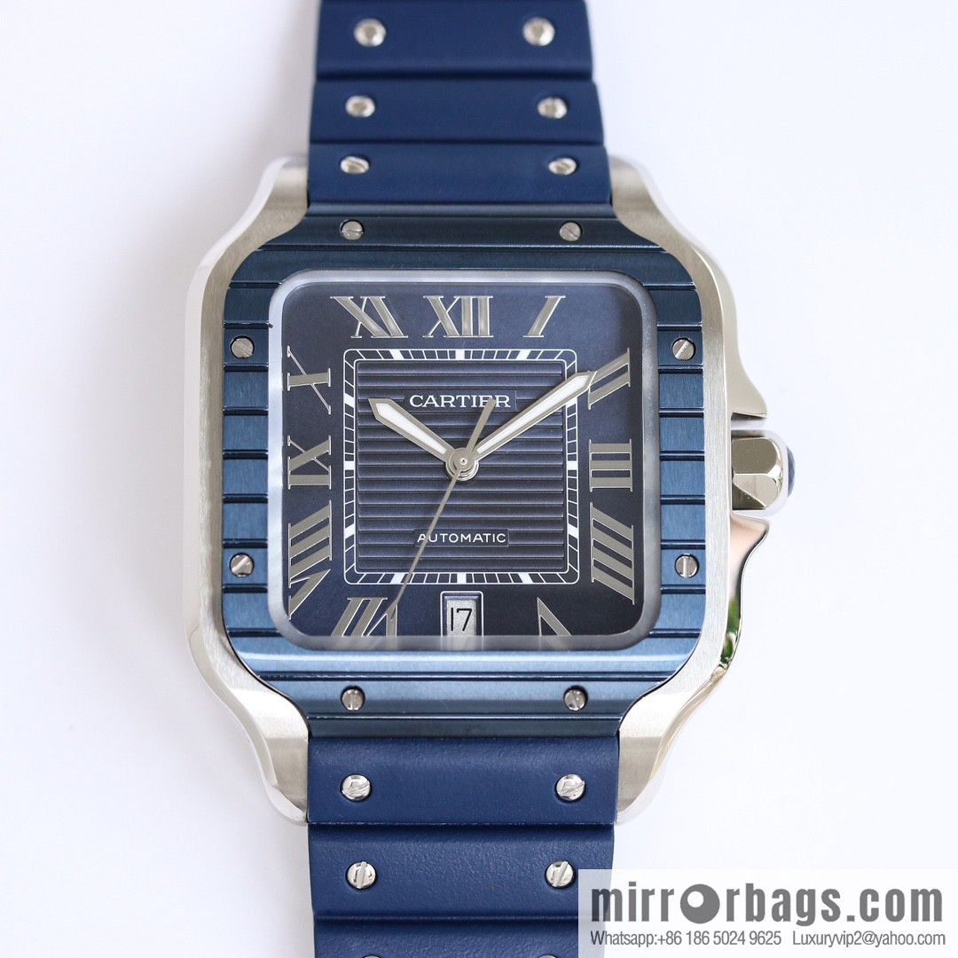 New GF Santos Tape Blue PVD Plated Bezel MIYOTA9015 Self-winding Movement
