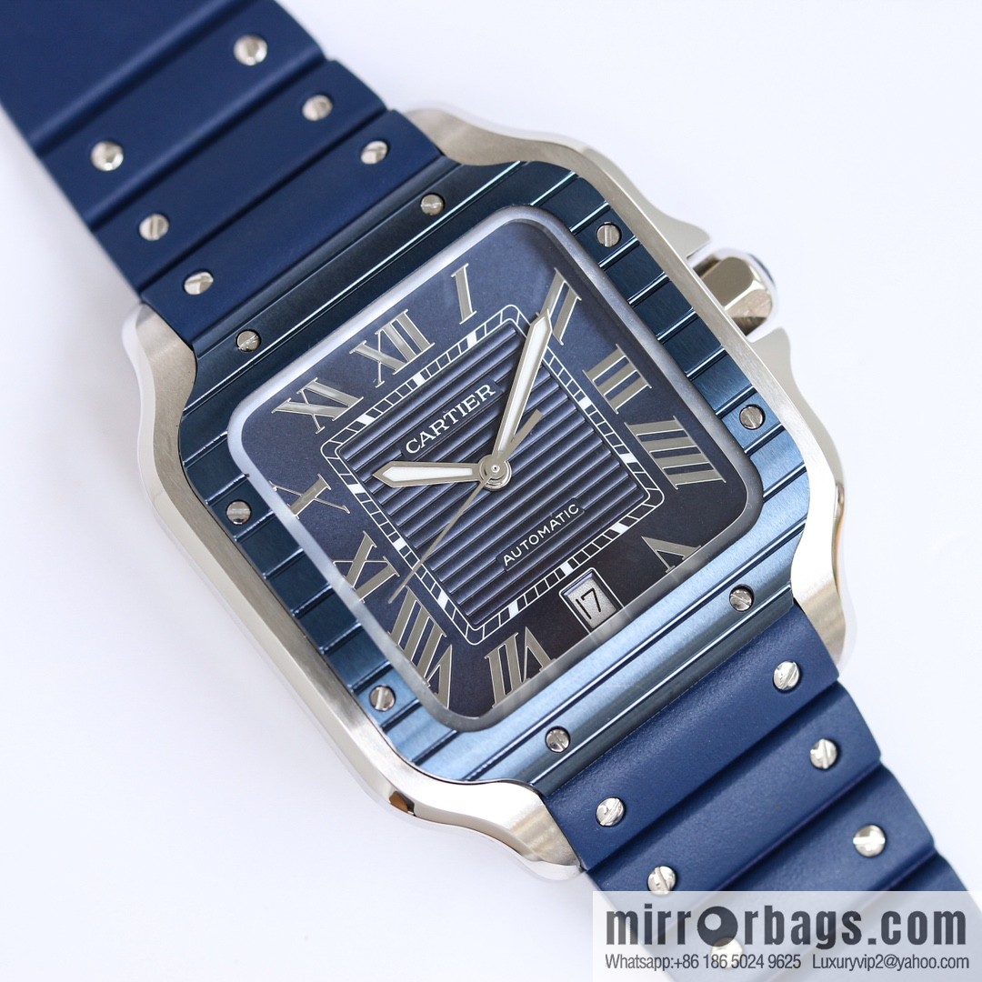 New GF Santos Tape Blue PVD Plated Bezel MIYOTA9015 Self-winding Movement