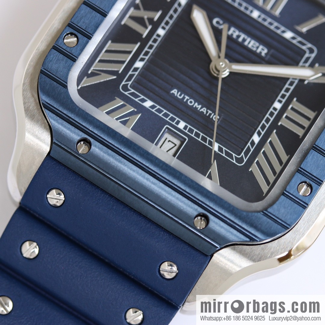 New GF Santos Tape Blue PVD Plated Bezel MIYOTA9015 Self-winding Movement