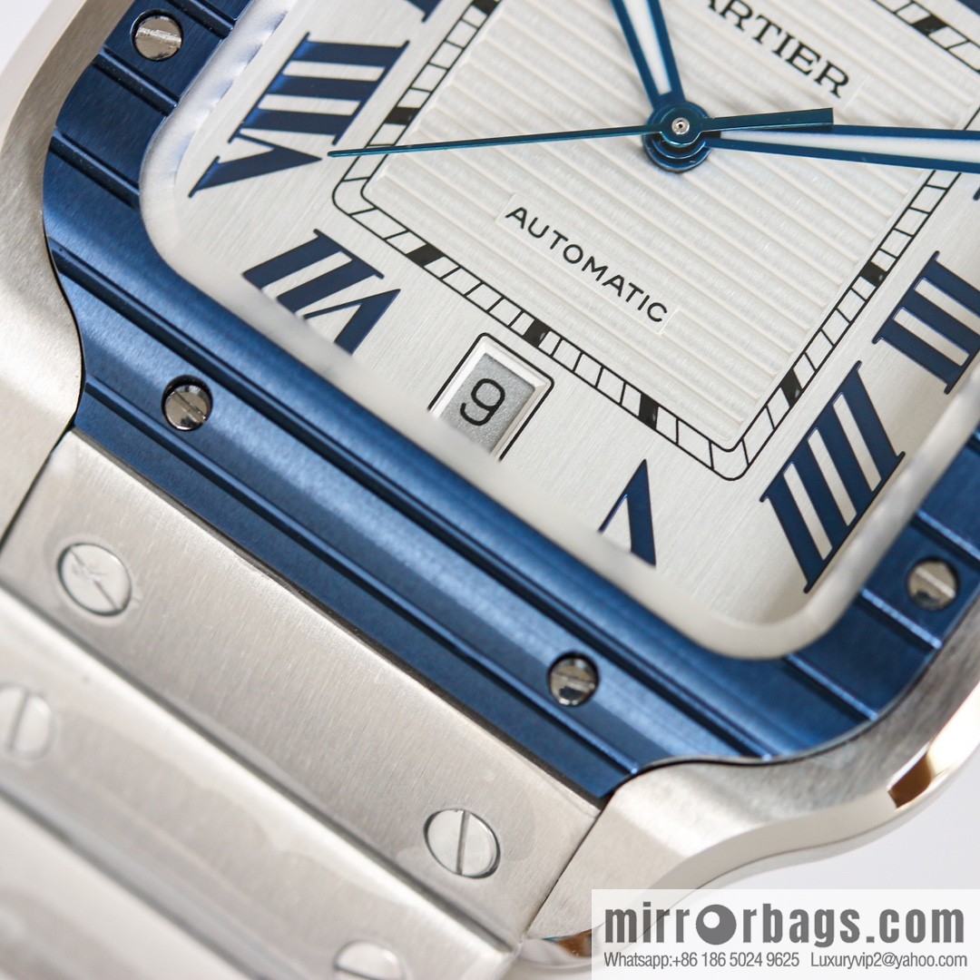 New GF Santos Tape Blue PVD Plated Bezel MIYOTA9015 Self-winding Movement